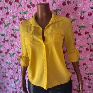 Yellow Button-Up Women's Top